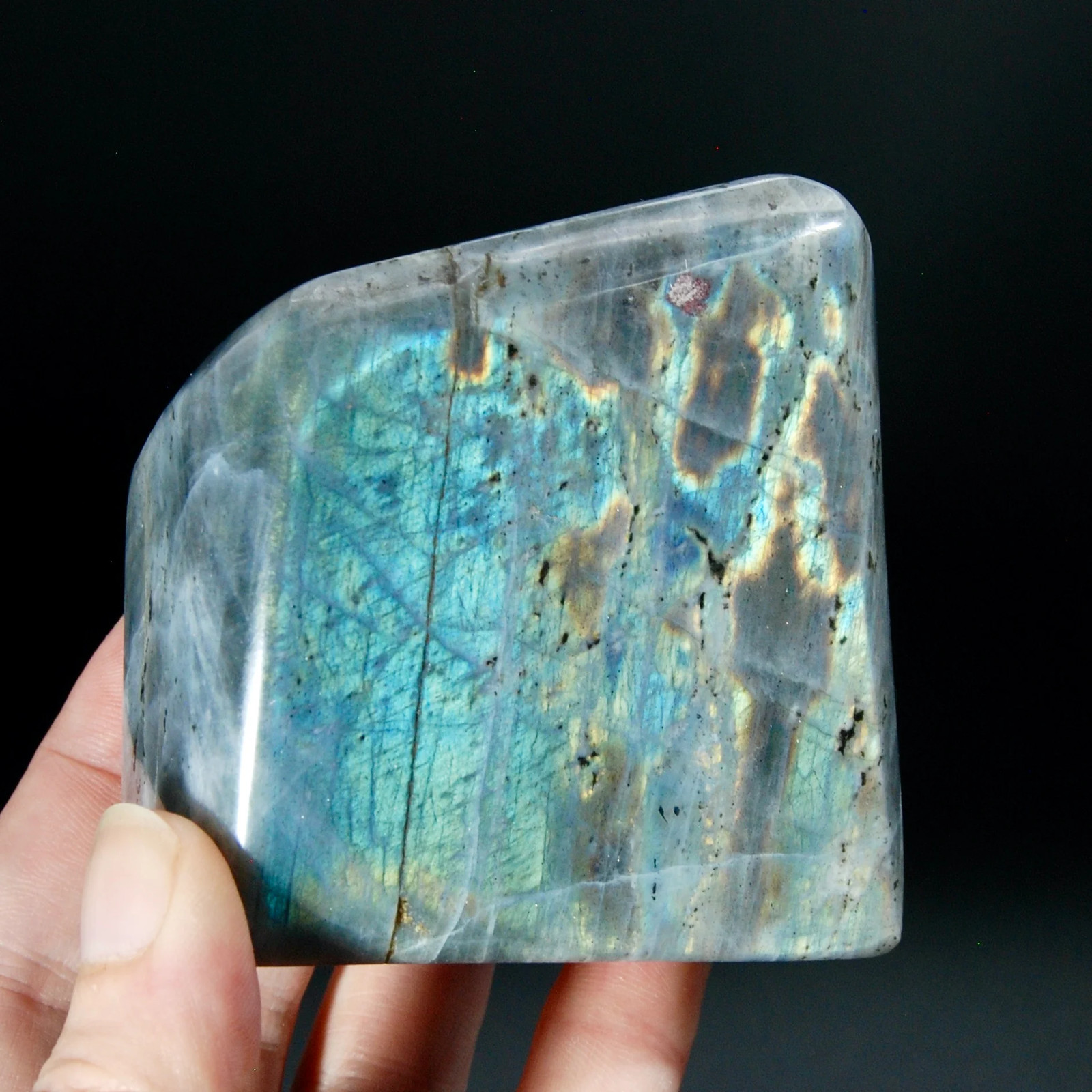 1lb Large Purple Labradorite Crystal Freeform Tower, Super Flashy Spectrolite