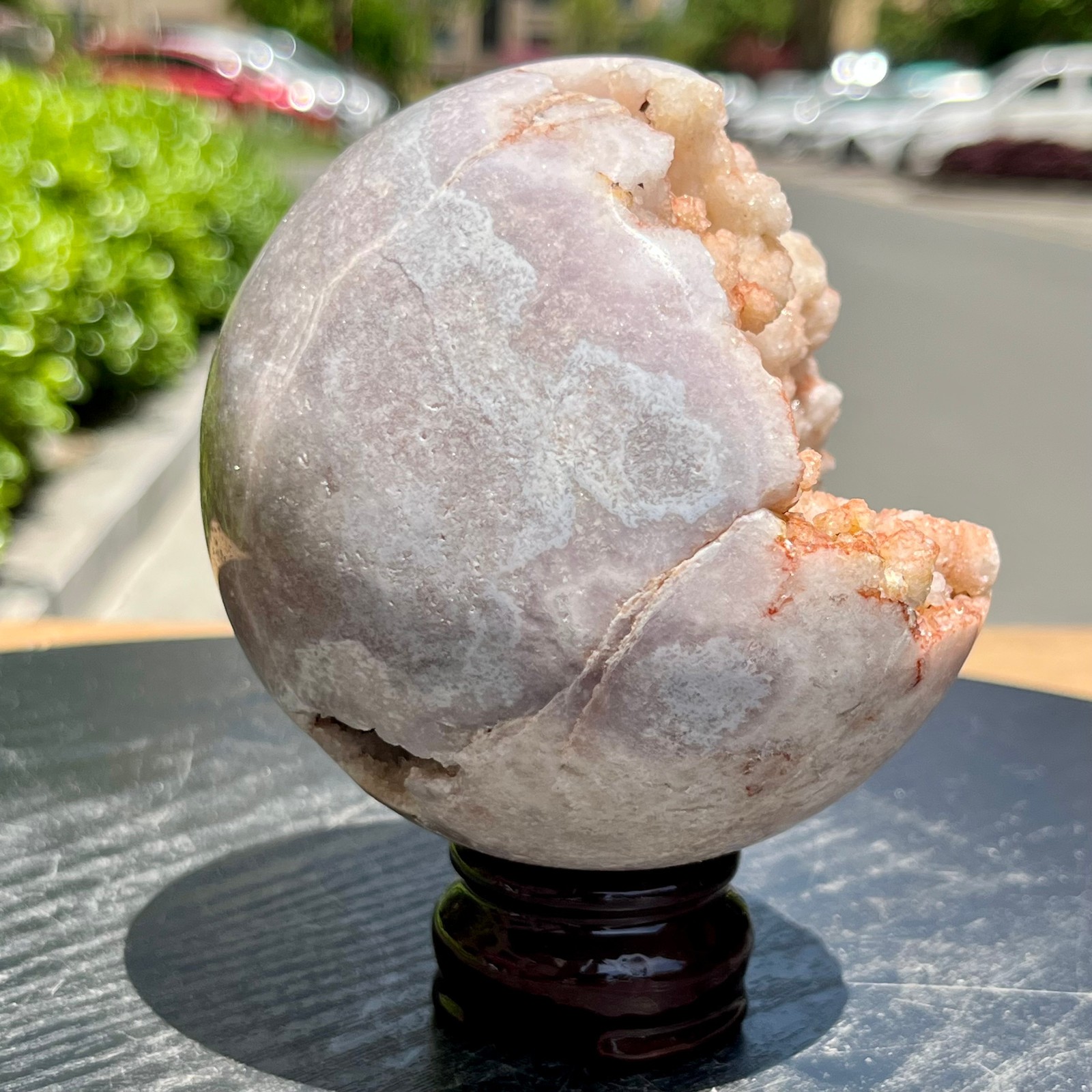Pink Amethyst Geode Sphere Home Office Desk Decor Ornament Feng Shui Gift 940 g
