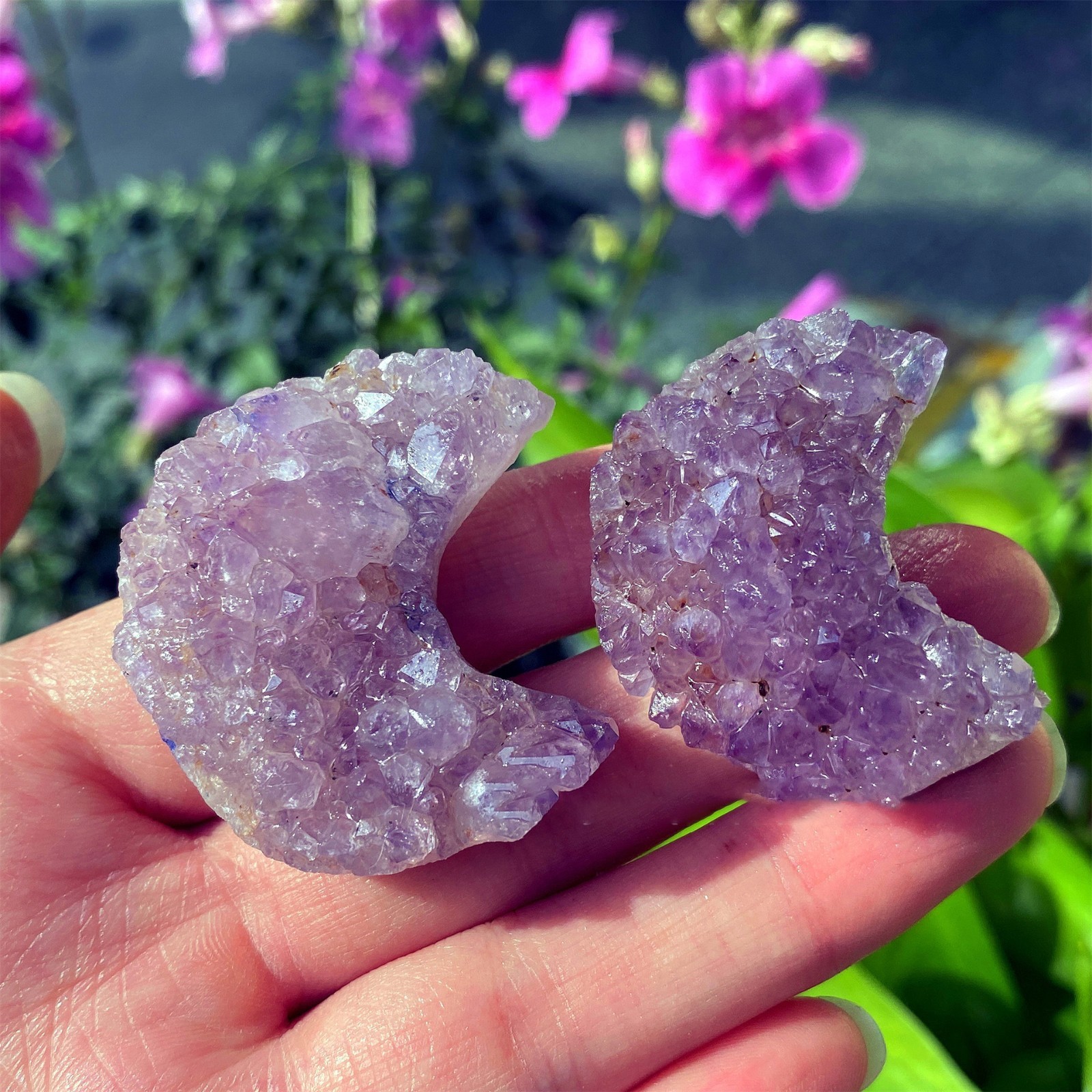 Amethyst Crystal Moons Crystal Cluster Mineral Specimen February Birthstone Gift
