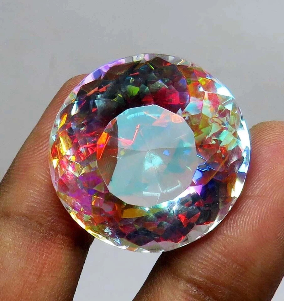 82 CT+ AAA Rainbow Color Round Cut Natural Mystic Topaz Certified Gemstone