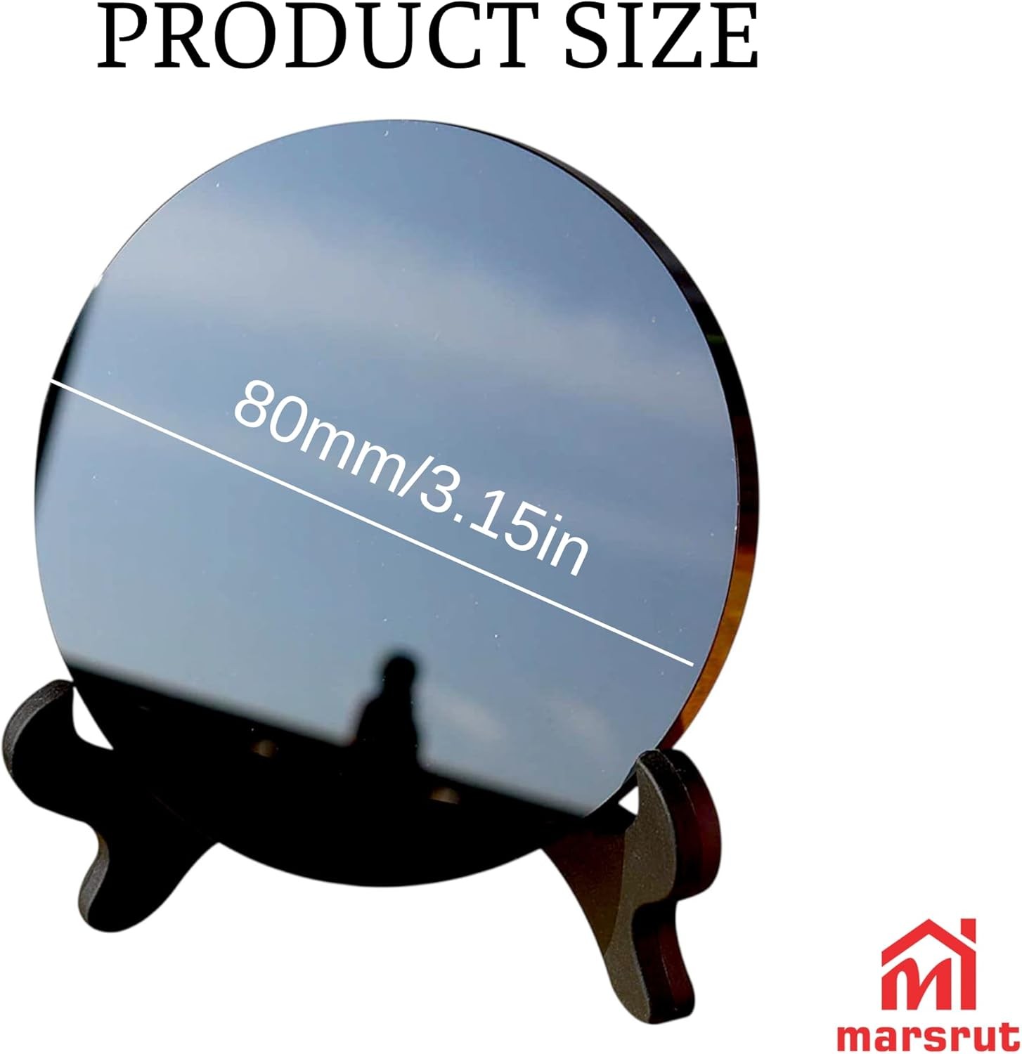 Black Obsidian Scrying Mirror 3.15 in (80 mm) Natural Obsidiana Negra Crystal Di