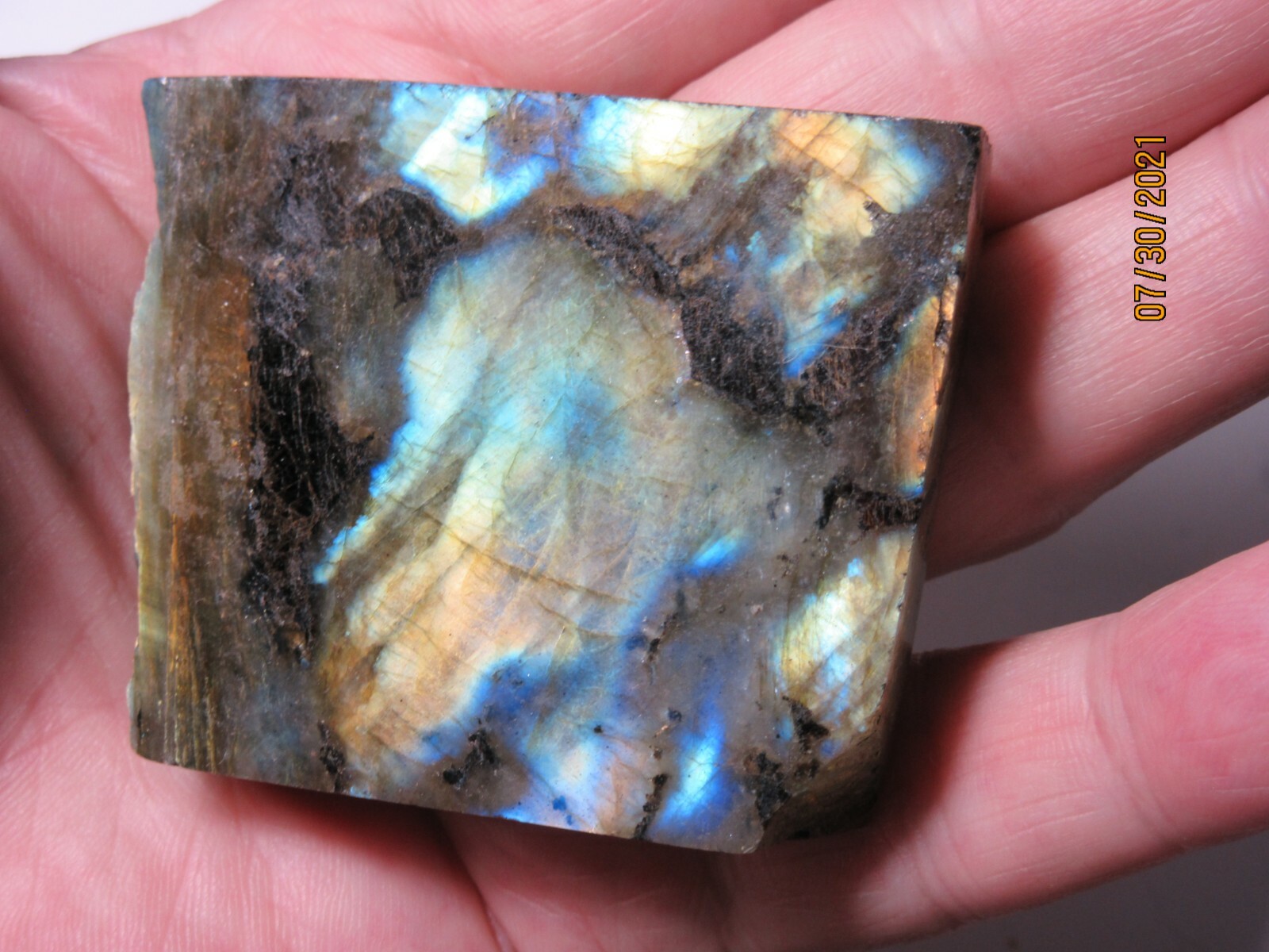 Labradorite Polished One Side/Natural the Other 2 5/16″ Collectible LS-1-8