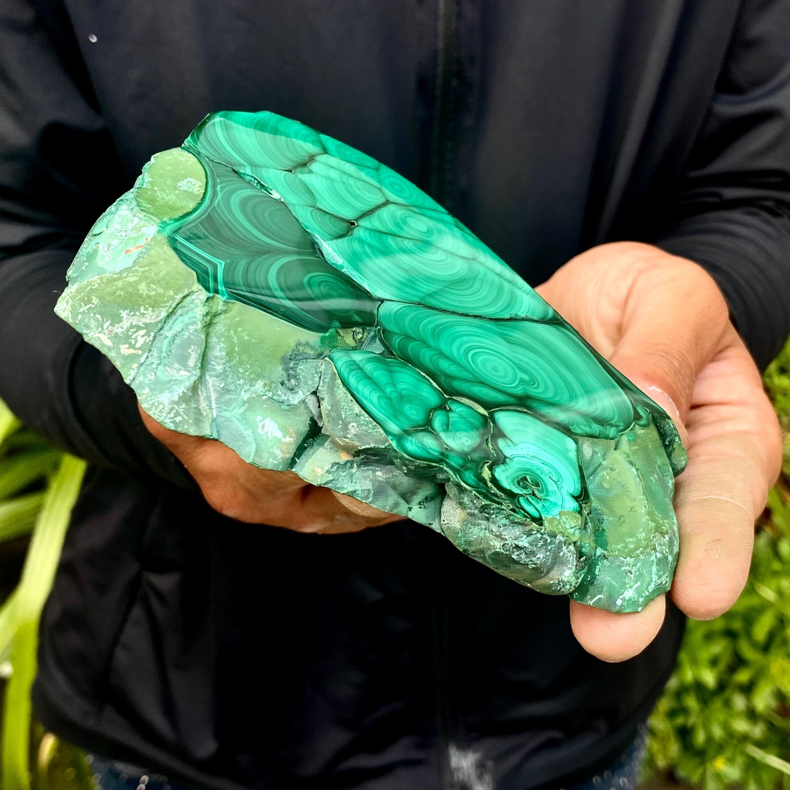 463G Natural malachite slice quartz crystal luster mineral specimen