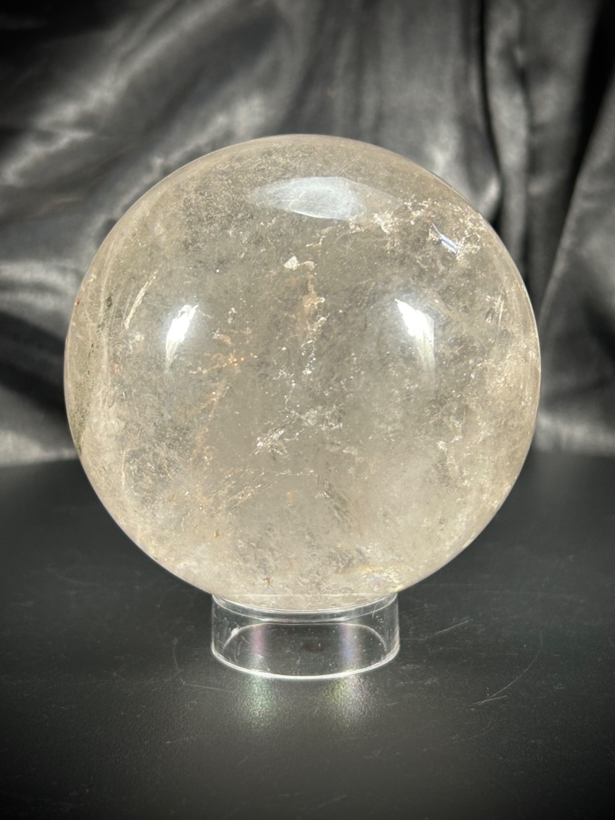 3.07″ Lodolite (Garden) Quartz Sphere With Acrylic Stand 1lb 6.6oz (639 grams)