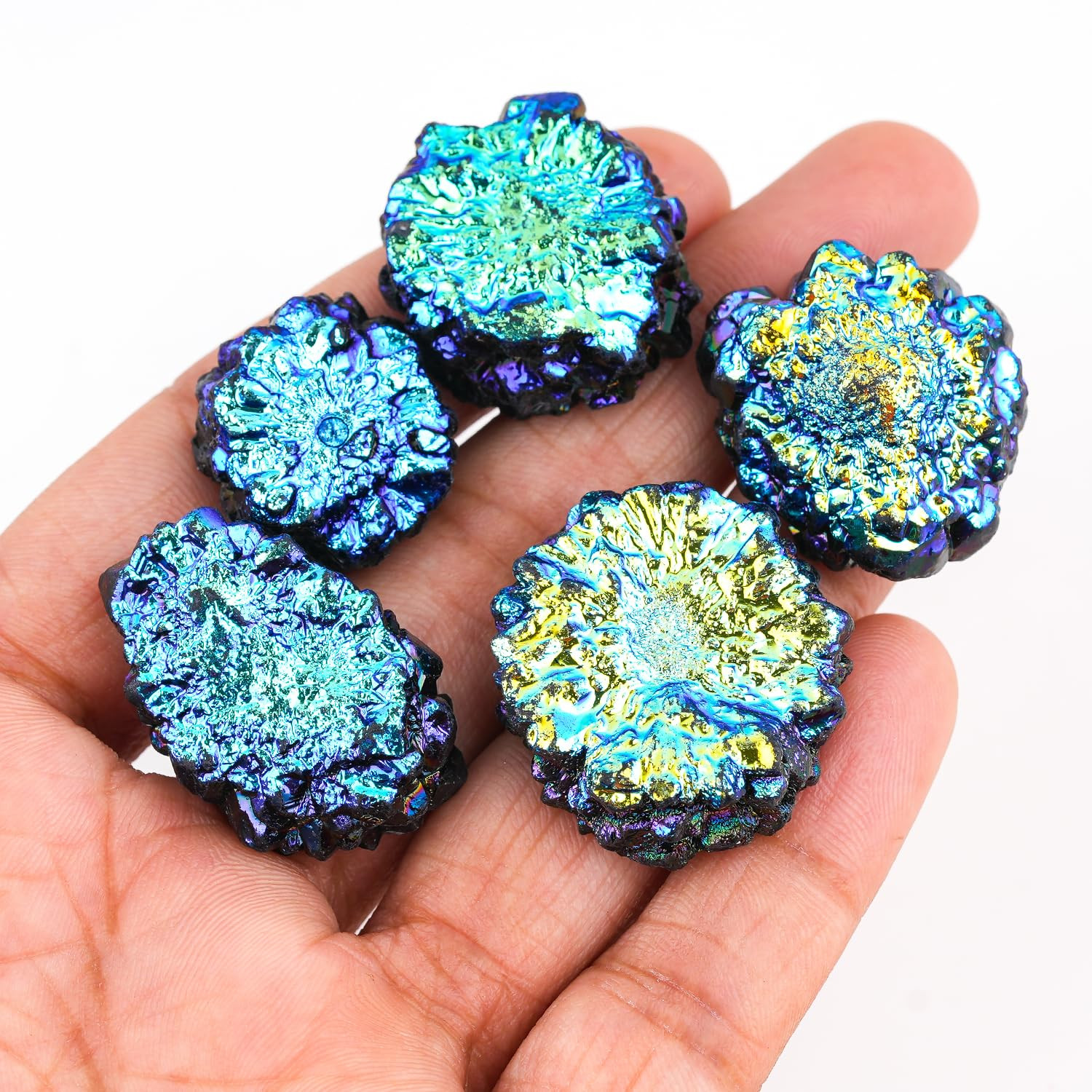 (3pcs) Blue Green Titanium Quartz Druzy Mix Gemstones, Home, Office, Living Kitc