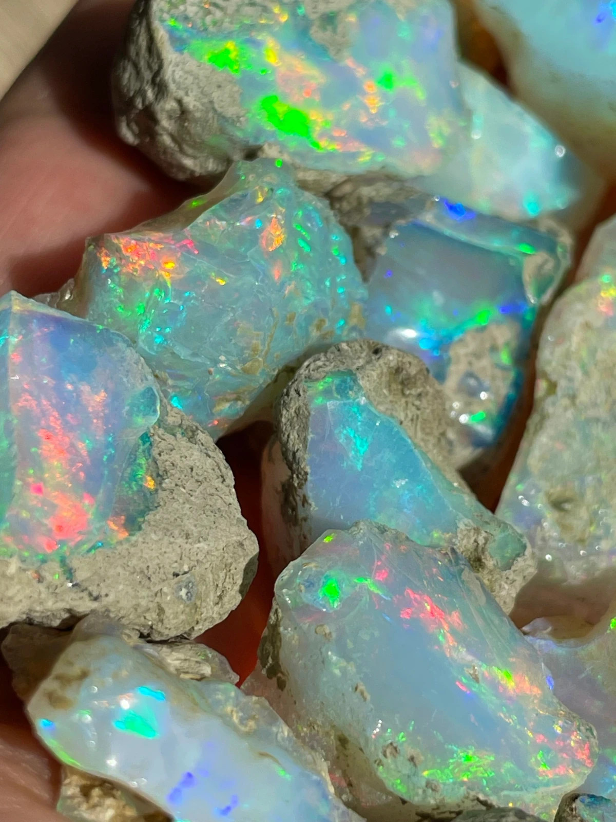 50Ct Natural Ethiopian Jumbo Welo Fire Opal Rough Specimen Gemstone 9-16 Pcs Lot