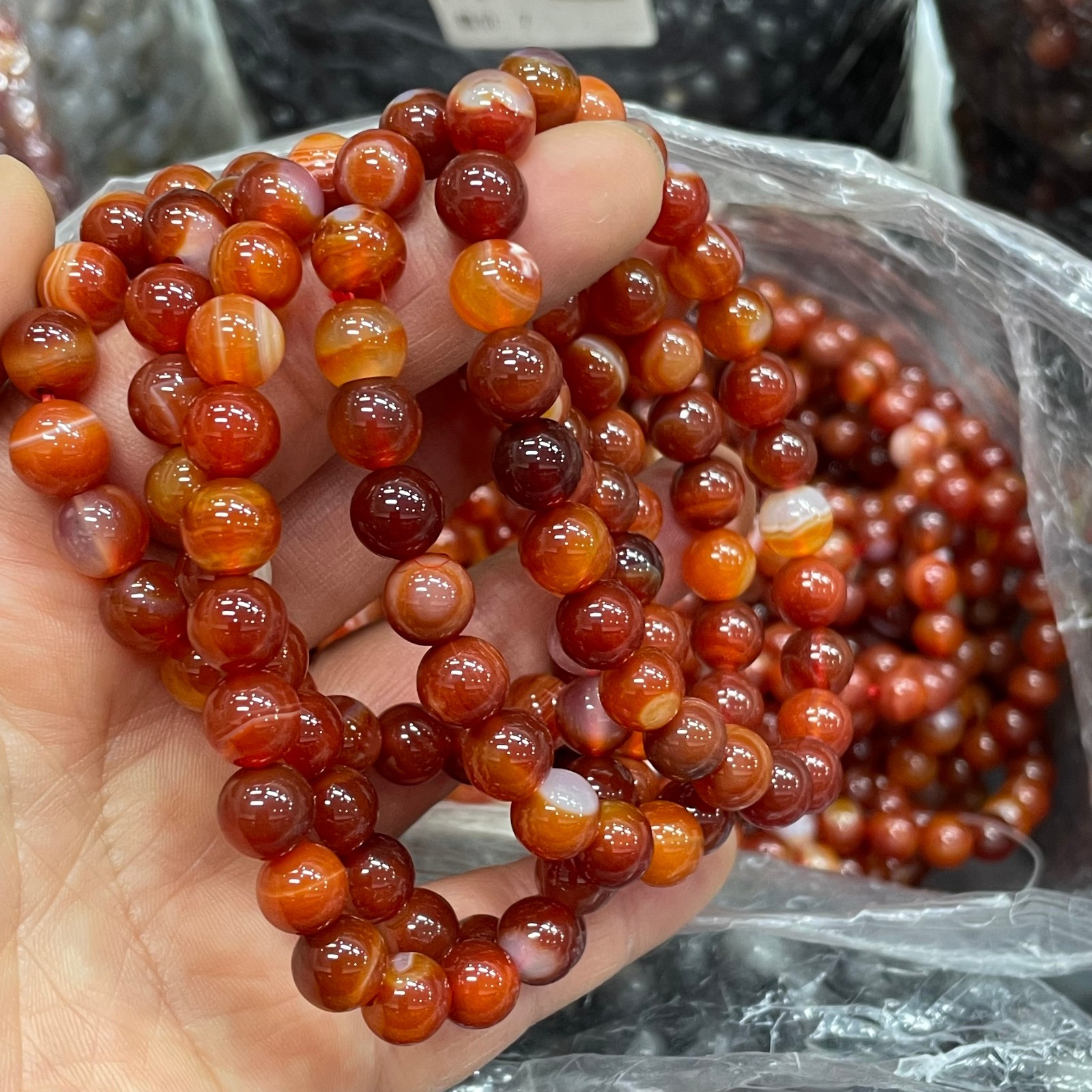 10pc 8mm Natural red agate Bead Bracelet Reiki Crystal Quartz Healing Decorate