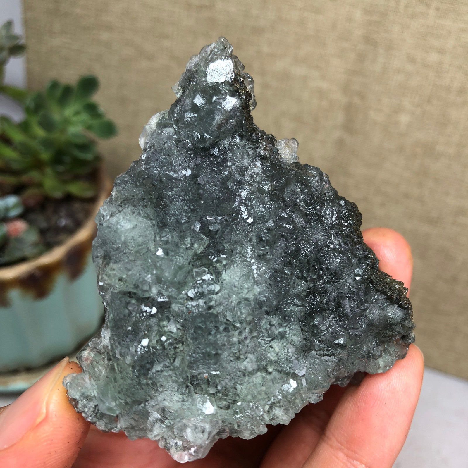 78g NATURAL Green Cubic FLUORITE Crystal Cluster Mineral Specimen A4734