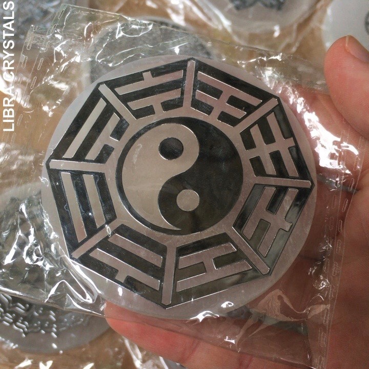 Selenite Charging Plate Sacred Symbols Crystal Charging Grid 1pc