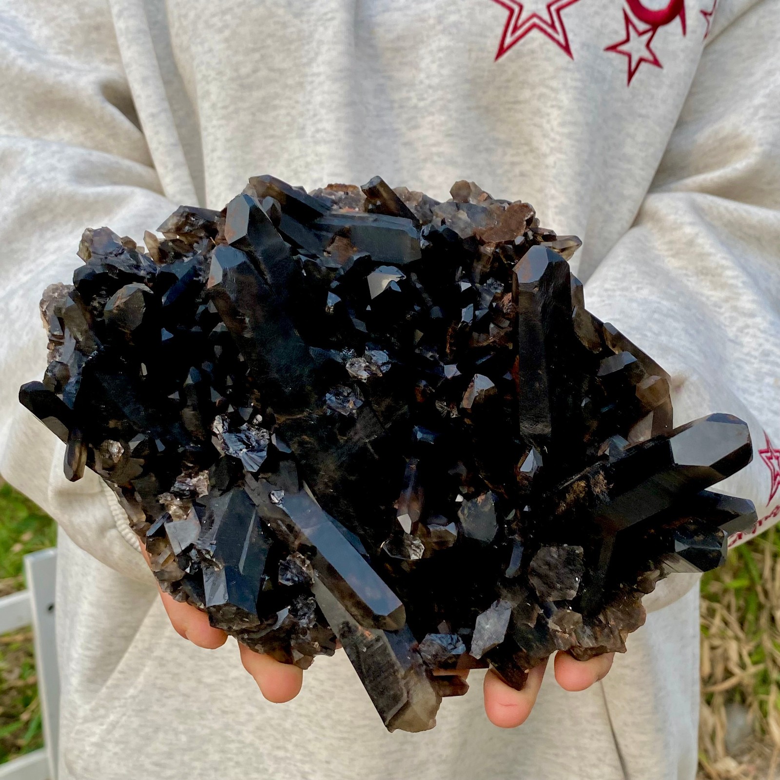 3.7LB Natural Beautiful Black Quartz Crystal Cluster Mineral Specimen Rare