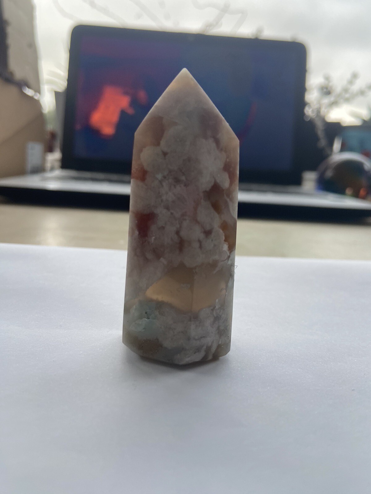 Flower Blossom Agate Crystal Tower Point 7-8cm Obelisk HIGH QUALITY DRUZY Polish