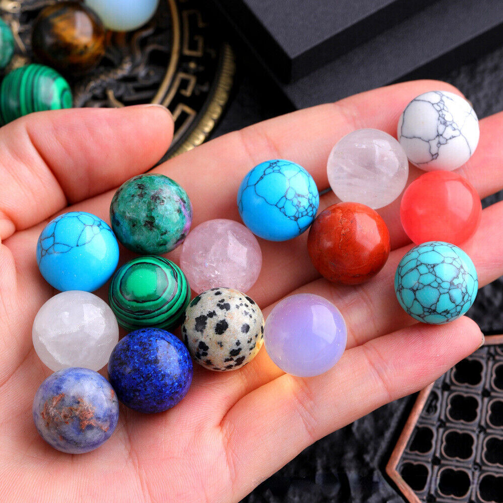 Wholesale 20pcs 16mm Mixed Natural Agate Stone Round Ball Shape No Hole Beads