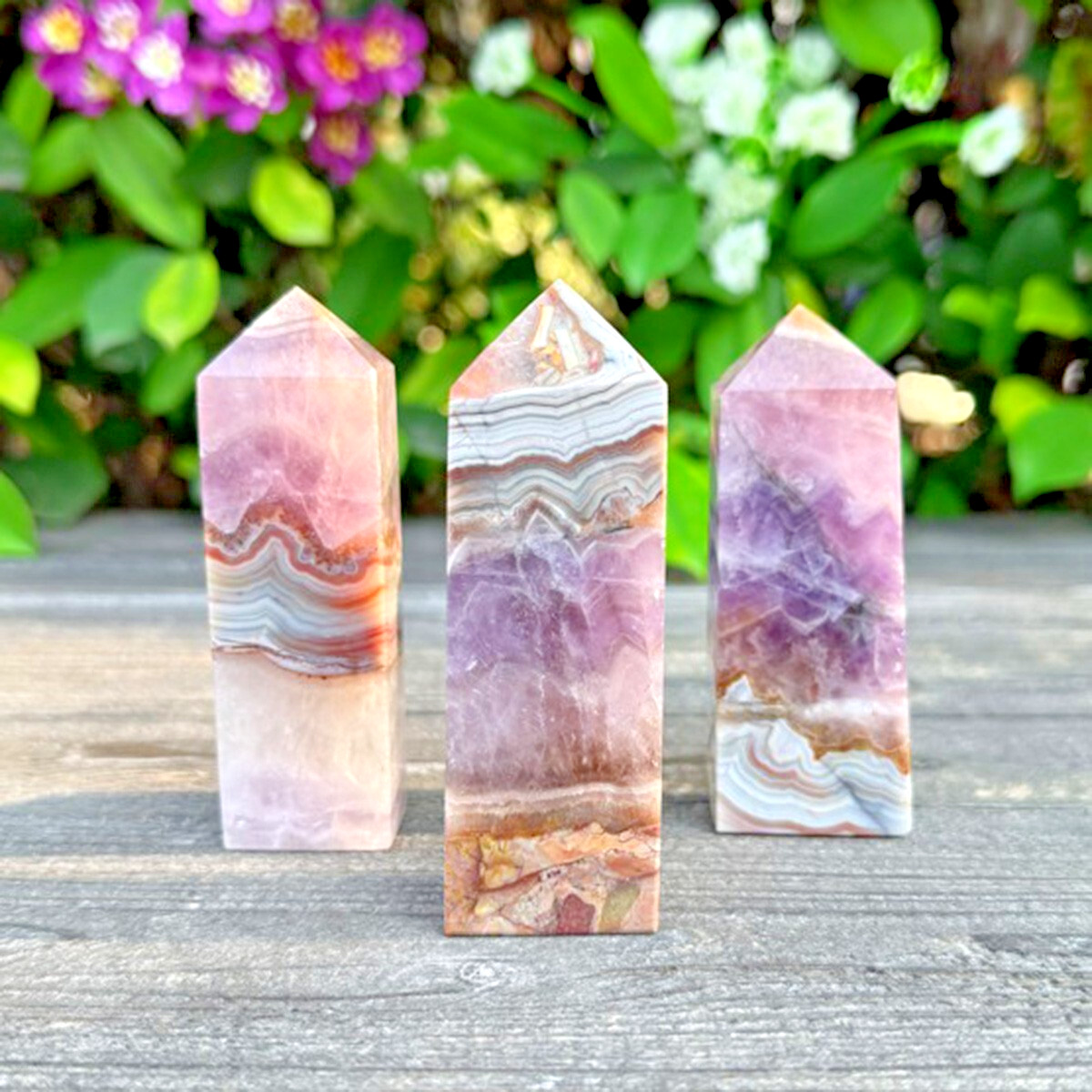 Amethyst Lace Agate Crystal Tower Point Healing Crystal Obelisk Wand Decor Gift