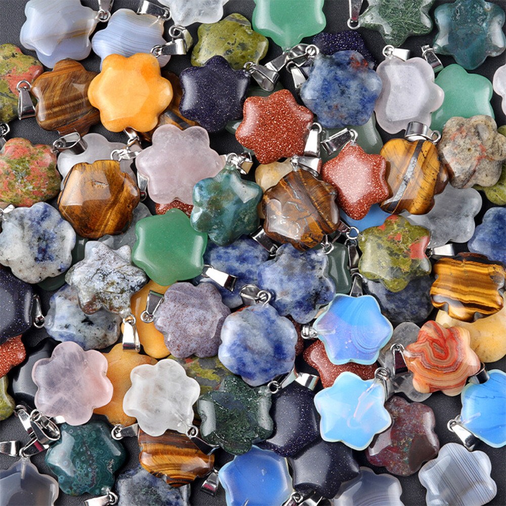 20mm Flower Shaped Pendant Crystal Stone Gemstone Beads for Jewelry Making DIY