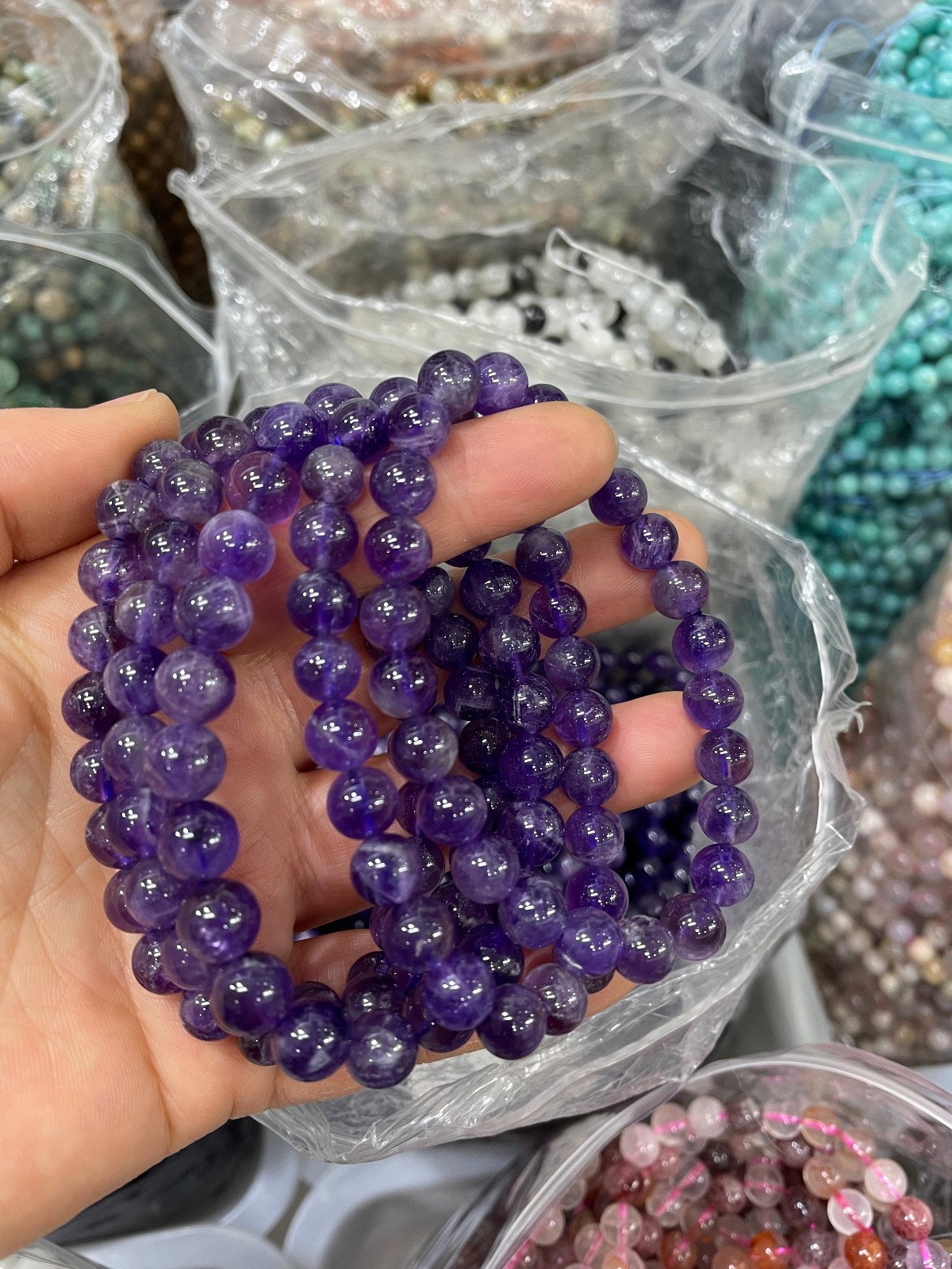 5pcs 8mm wholesale Natural Natural Amethyst Bracelet