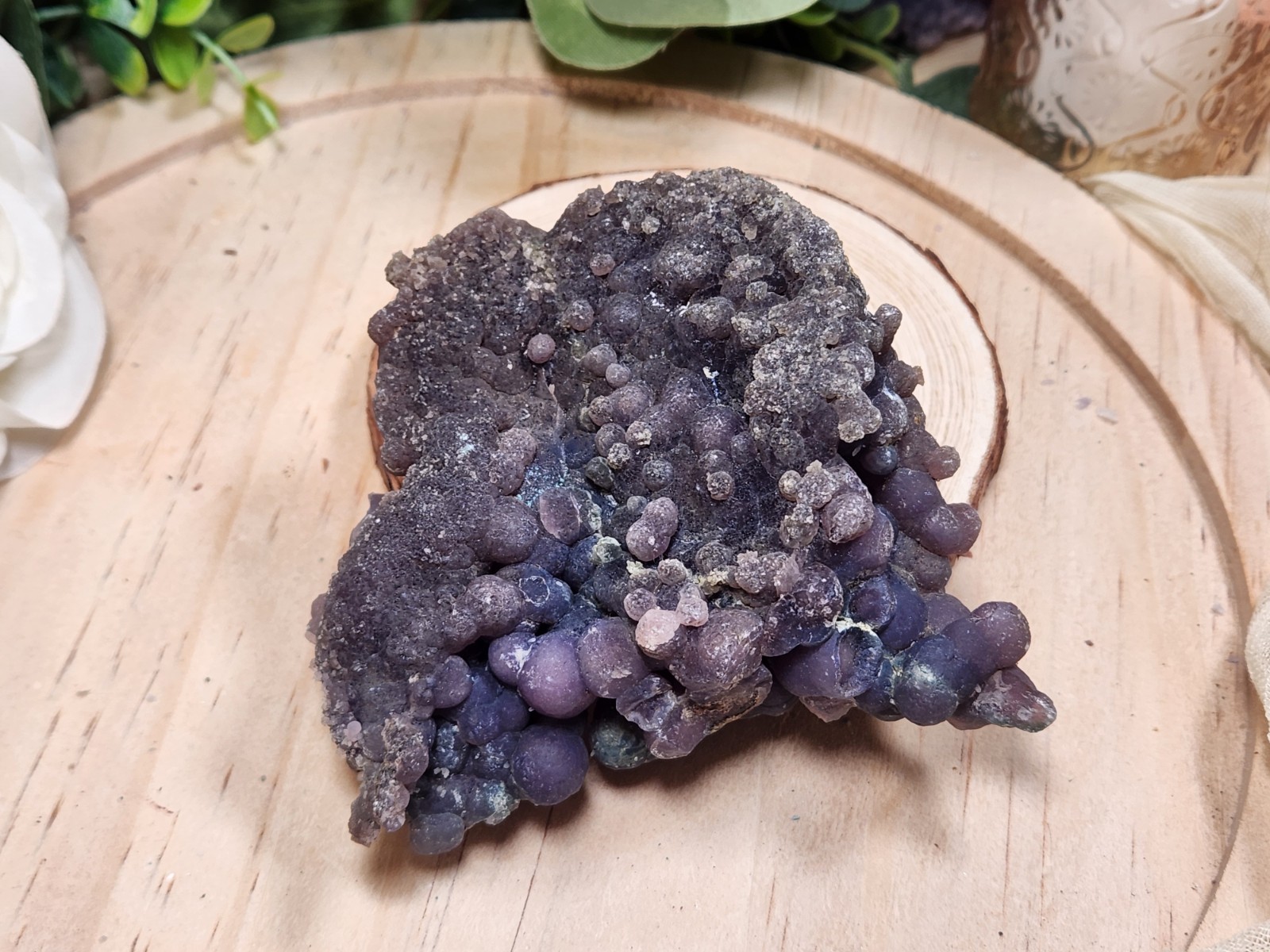 236g Large Purple Grape Agate Crystal Cluster, Botryoidal Chalcedony, INDONESIA