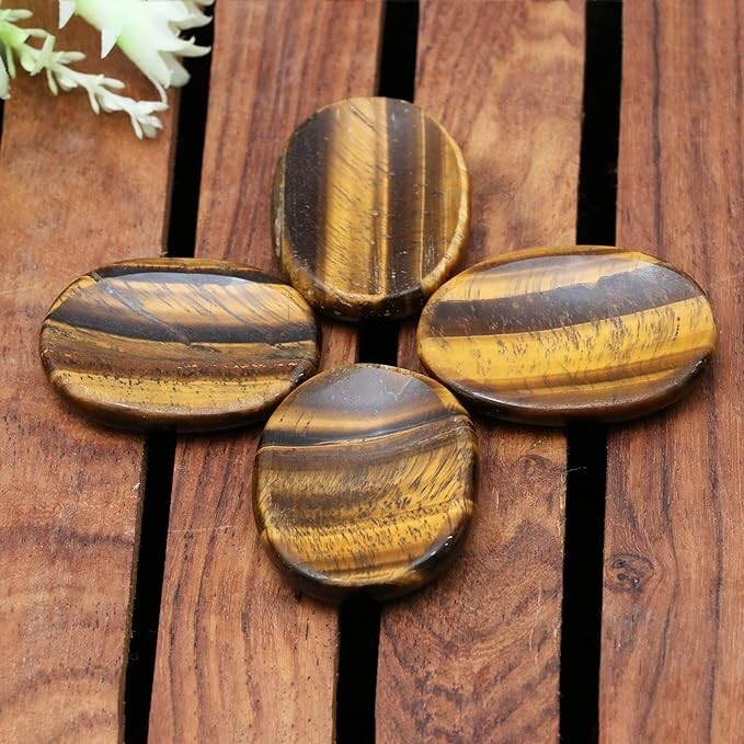 2Pcs Natural Tiger Eye Worry Palm Pocket Power Stone Rocks Crystal Specimens