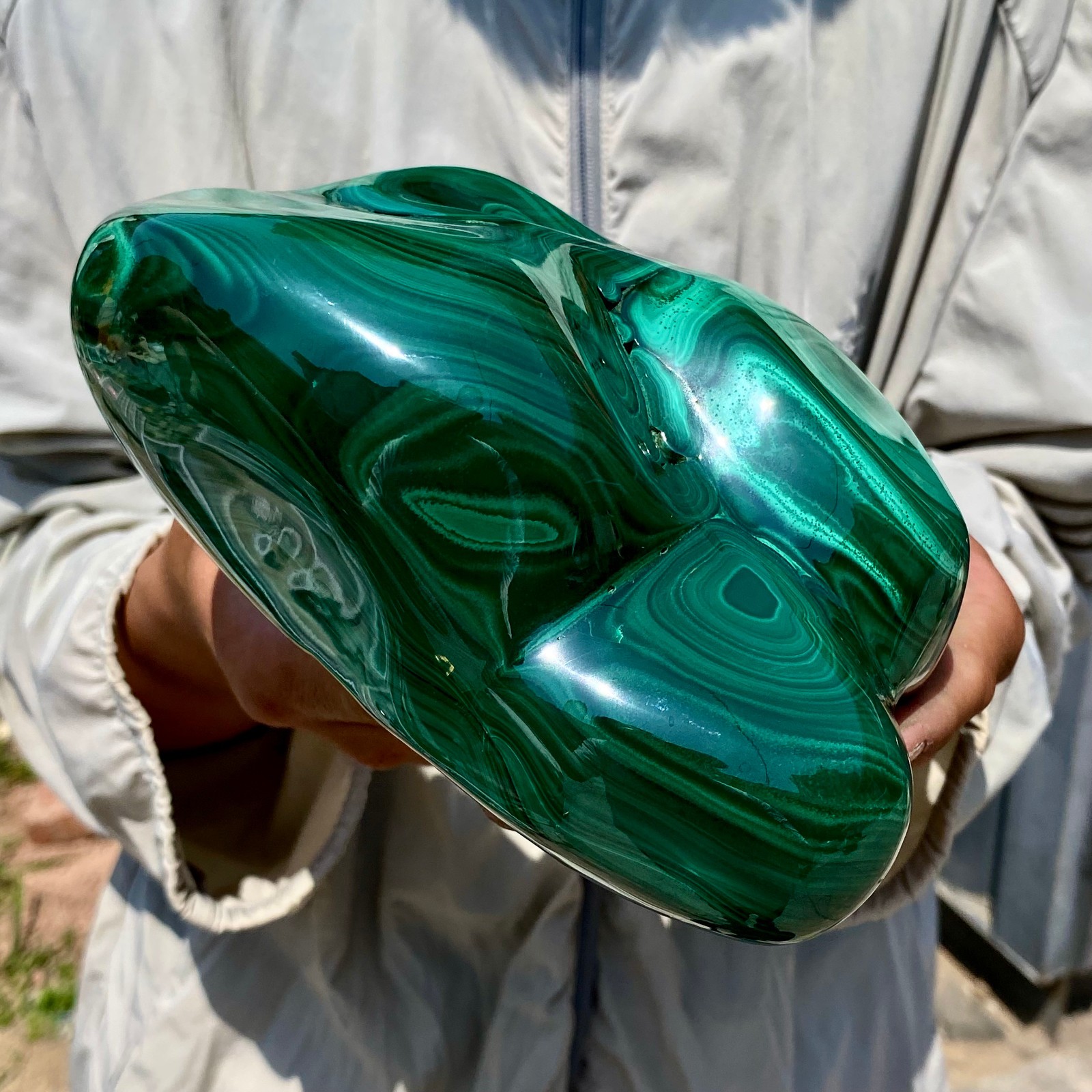 5.93LB Natural glossy Malachite transparent cluster rough mineral sample