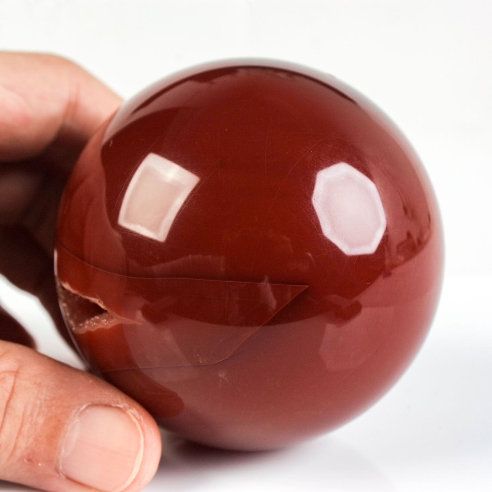 2.6″ 14.04oz Banded Carnelian Agate Sphere Druzy Geode Crystal Ball Specimen