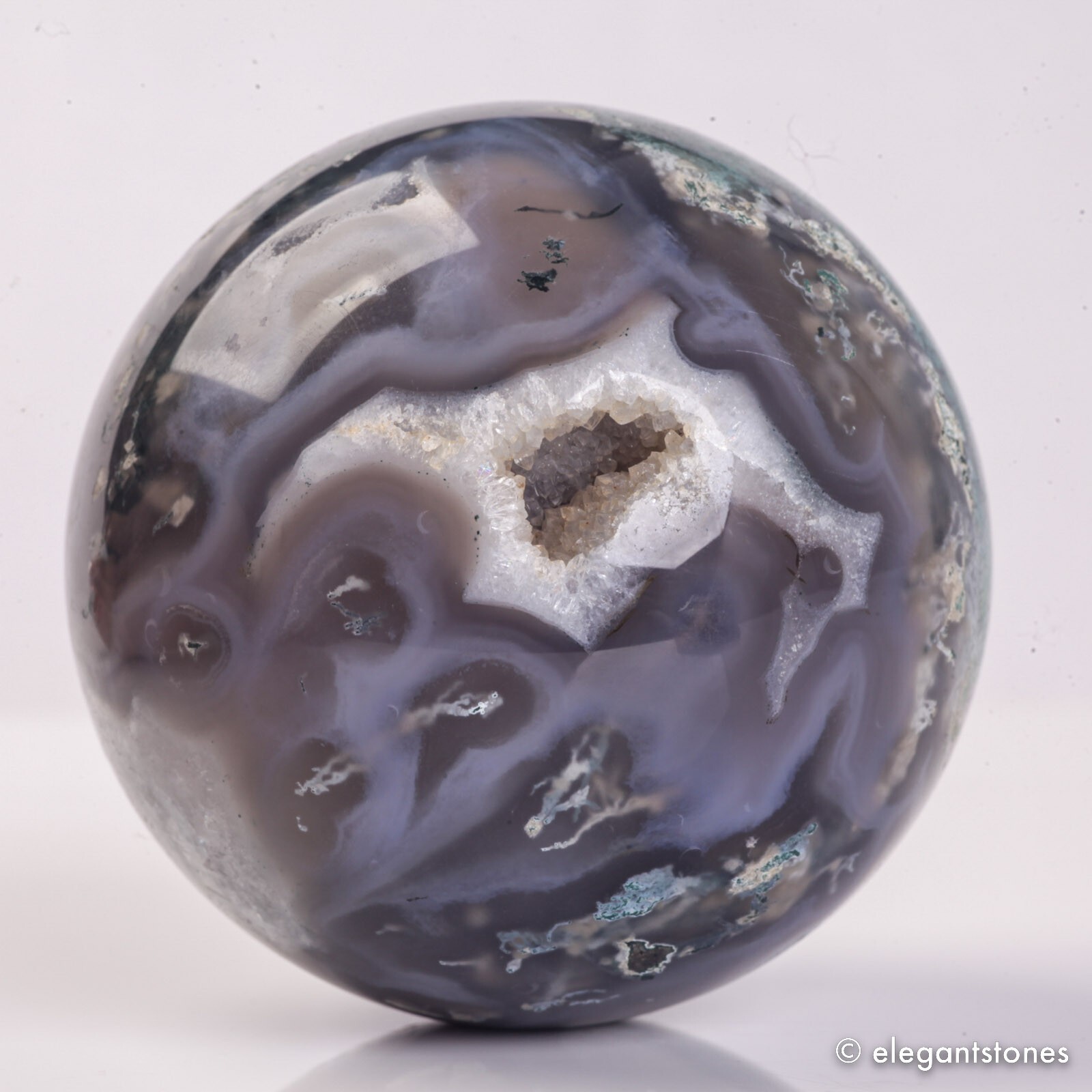 524g 73mm Moss Agate Sphere Crystal Natural Aquatic Plant Water Grass Reiki Ball