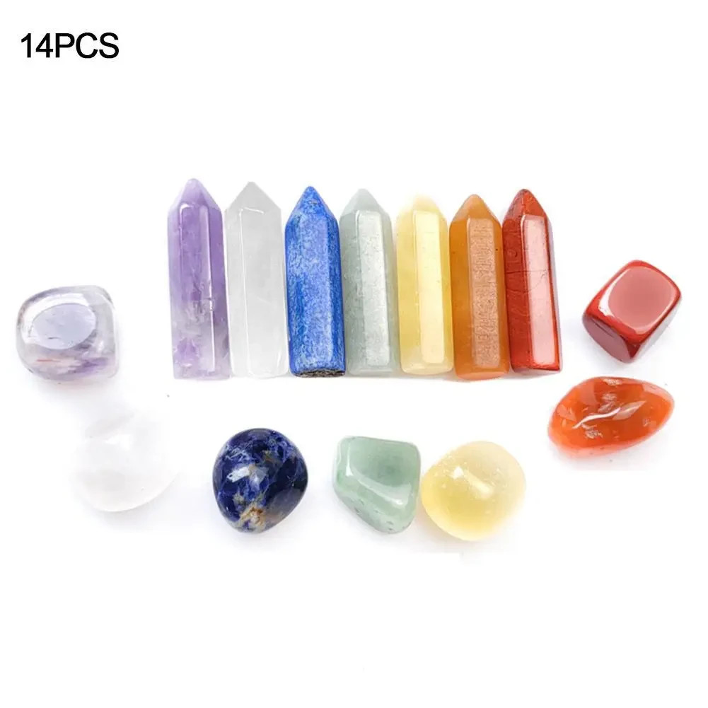 **Natural Stone Crystal Gemstone Chakra Healing Quartz Set Home Decor Gift Box**