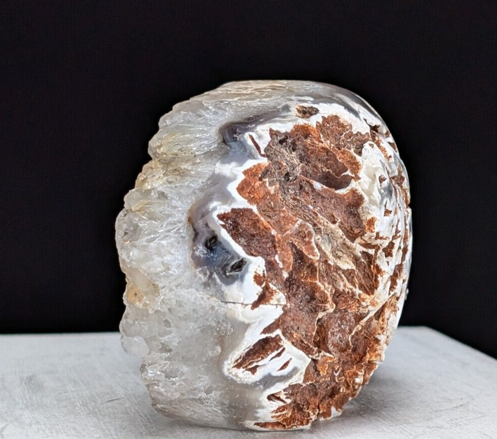 Quartz Skull Carving Druzy Geode Half Face Large Crystal Chakra Gemstone