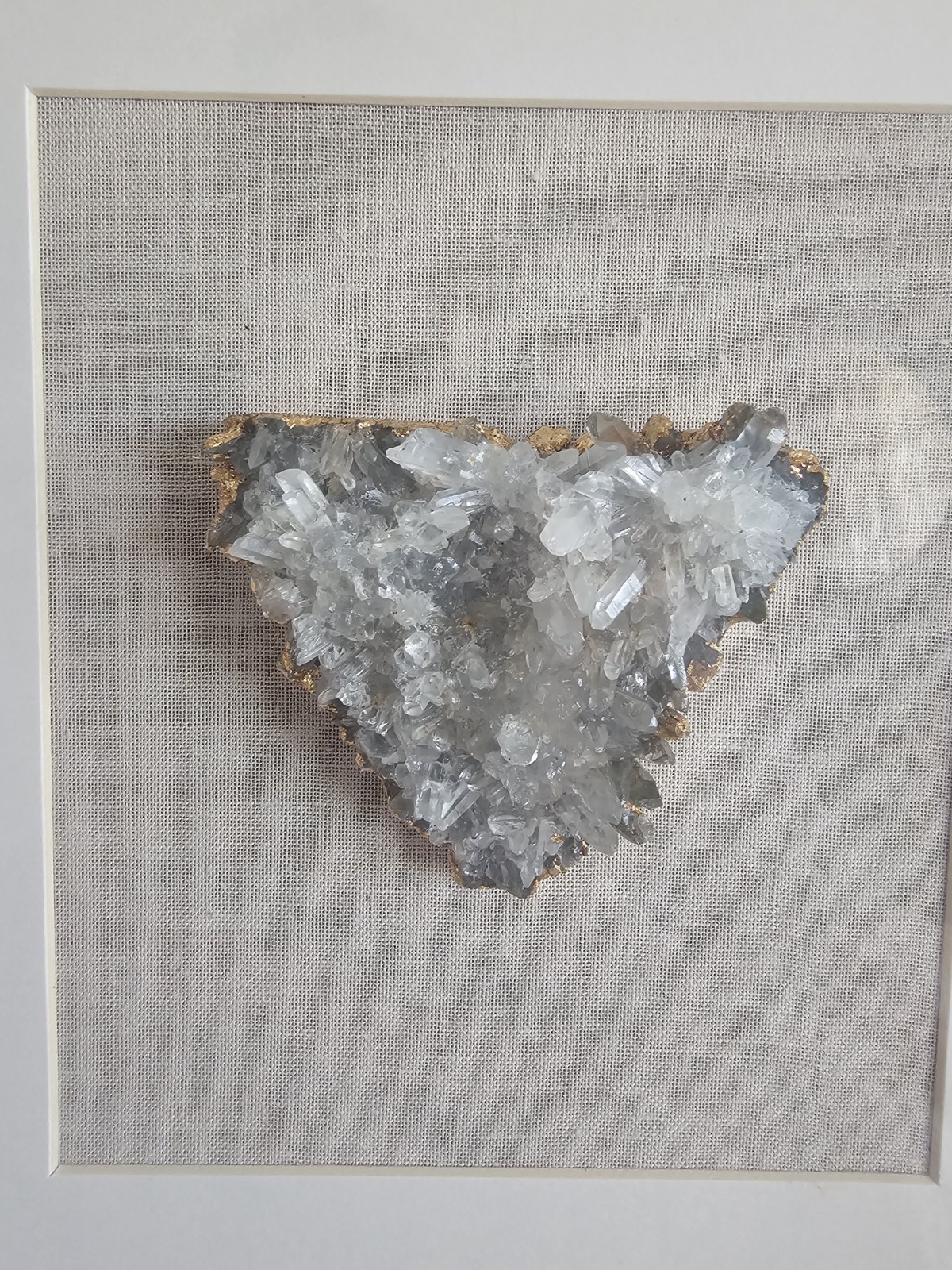 Framed Heart-Shaped Crystal Cluster Specimen in Display Frame