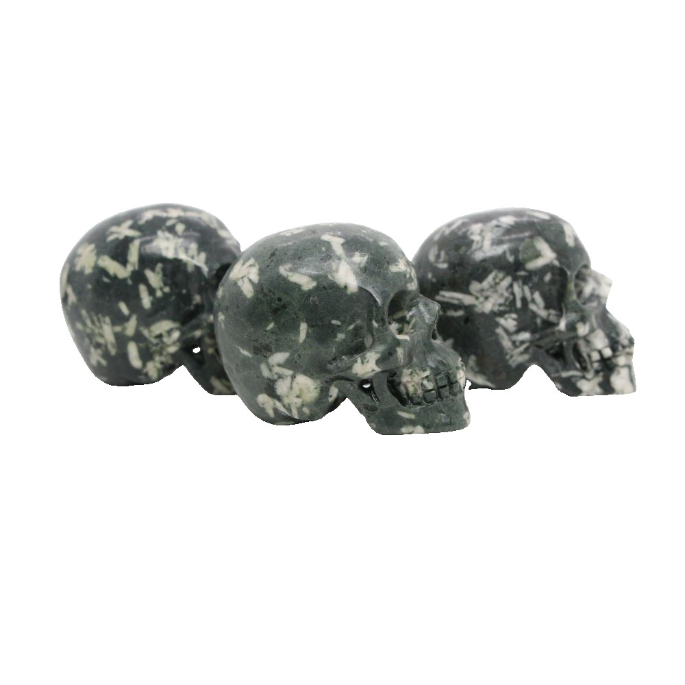 2″ SNOWFLAKE STONE Carved Crystal Skull Realistic Healing Randomly Send 1pc