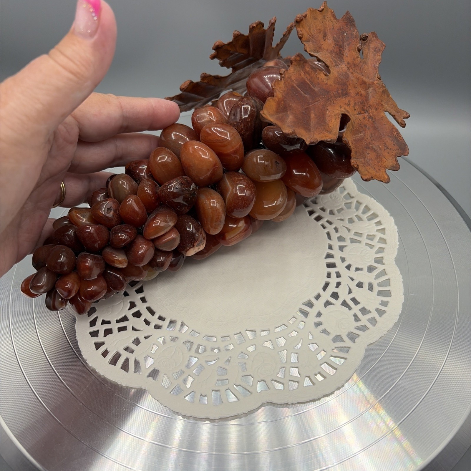 Vintage Large Polished Agate Stone Multi-red Grape Stone 8.5″ Cluster See Video