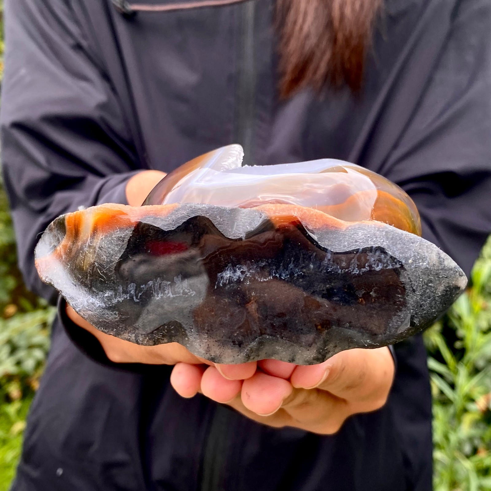1.2LB Natural Agate Hand Carved Snail Crystal Healing Stone Decor With Stand