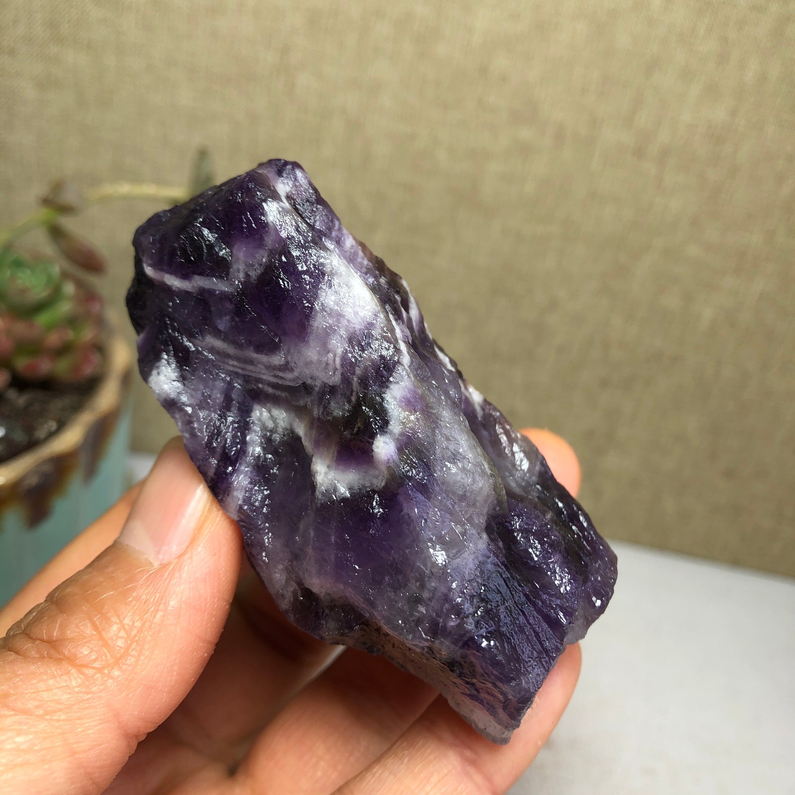 69mm Natural Dream Amethyst gemstone rough Crystal uncut specimens 111g A3815