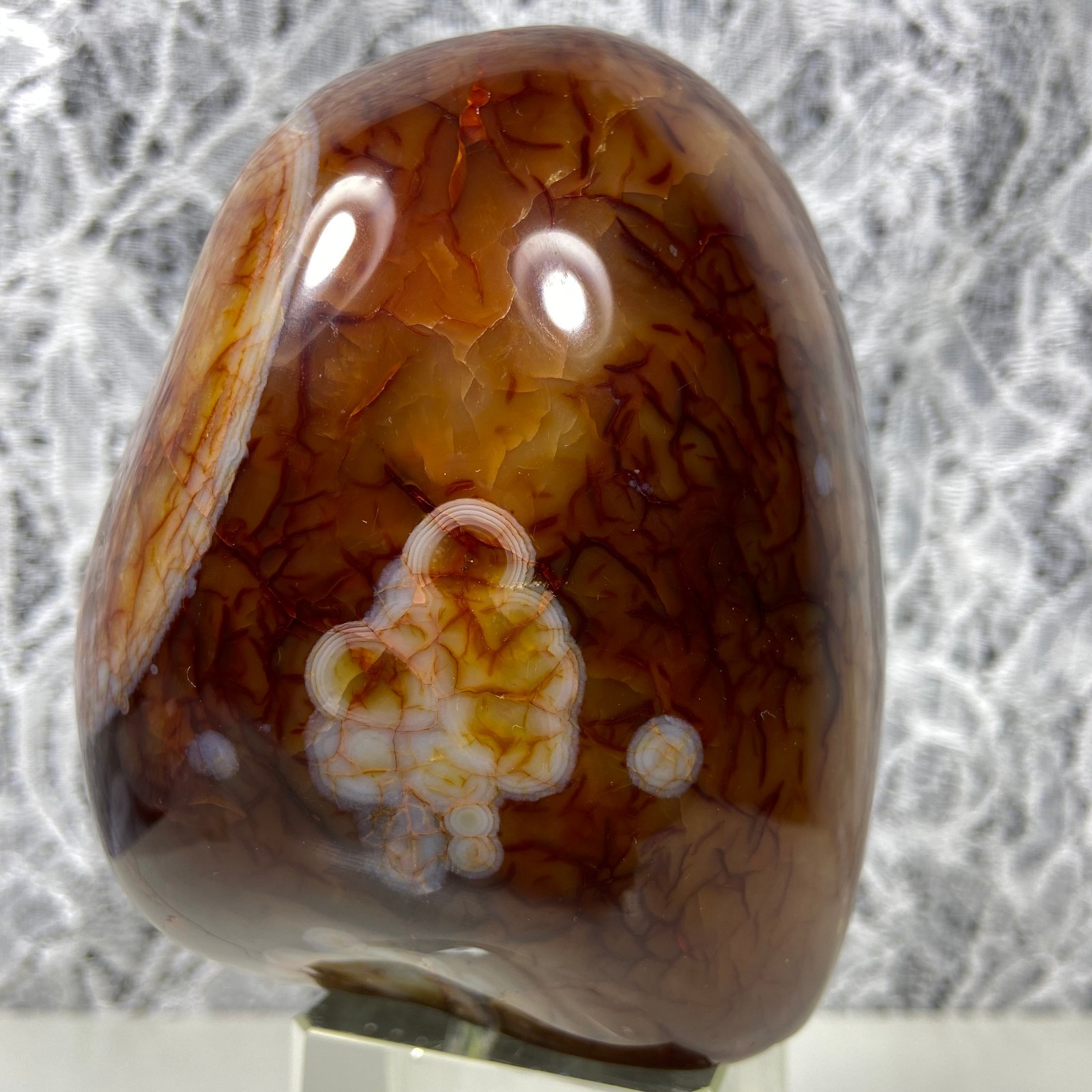 4.1″2.35lb Big Red Agate CARNELIAN Stone Standup Crystal Reiki Madagascar Y909