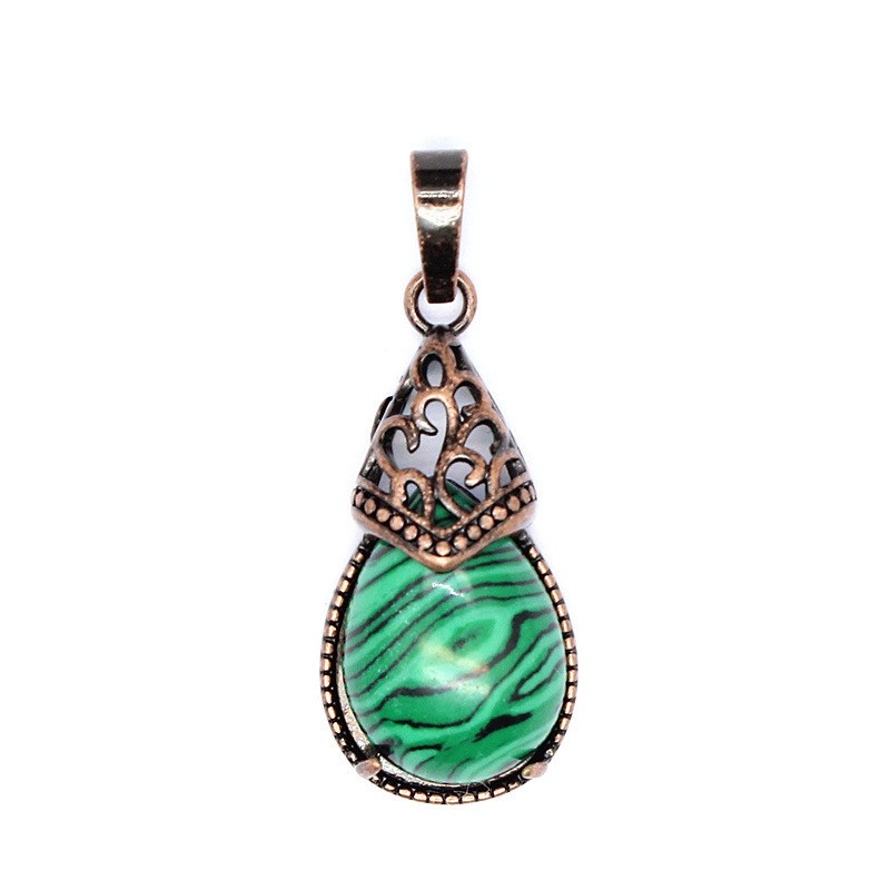 3-5PCS Natural Stone Personalized Retro Crystal Blue Agate Water Drop Pendant