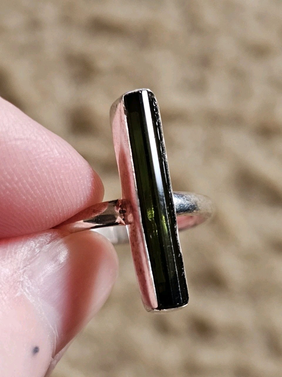 Sterling Silver Green Tourmaline Ring, Size 7, Crystals & Stones, Mineral