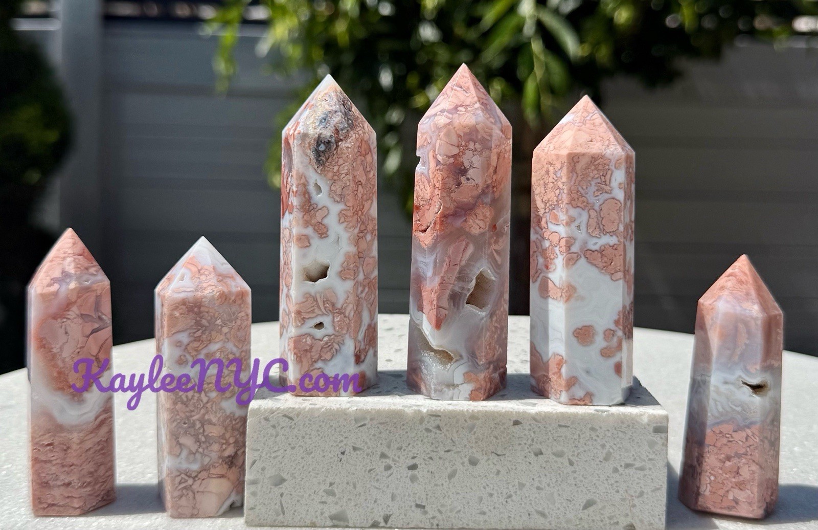 Wholesale Lot 1 Lb Natural Pink Agate Obelisk Tower Point Crystal Natural