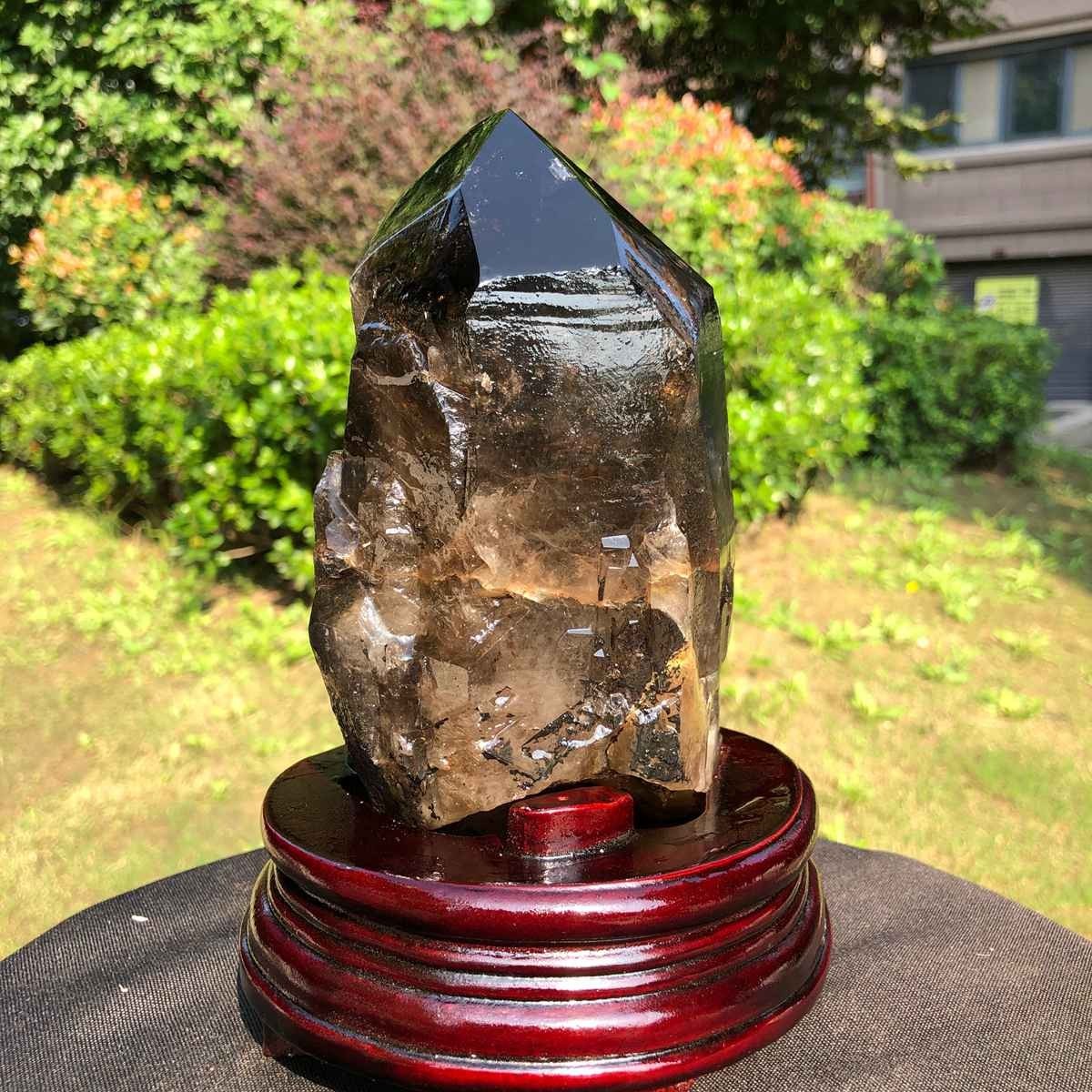 4.13LB Healing Natural Smoky Quartz Specimen+Base Raw Crystal Collection
