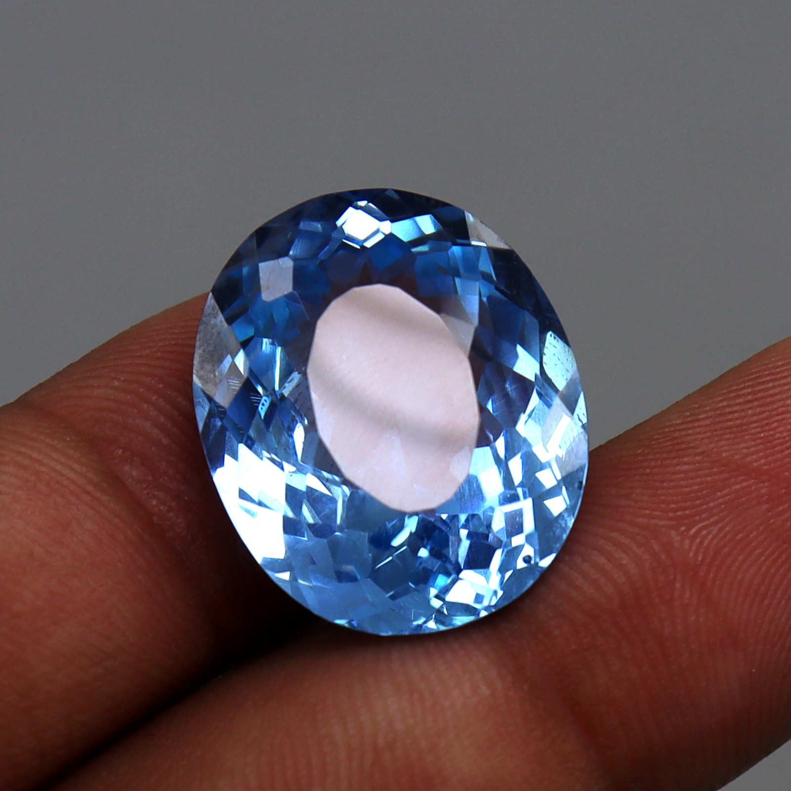 AAA+ Natural Sky Blue Aquamarine Oval Cut 24-25 Ct Gemstone Certified!