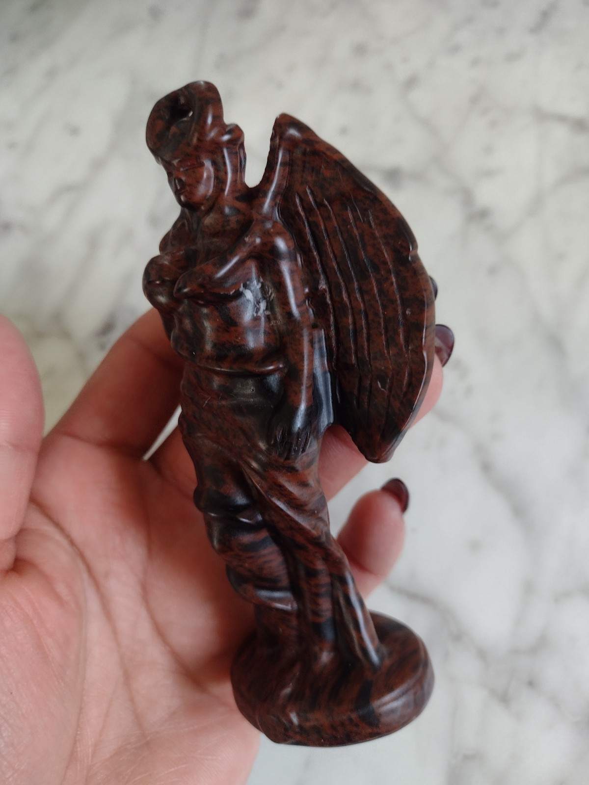 Mahogany Obsidian Lilith Statue Goddess Carving Crystal Stone Polished