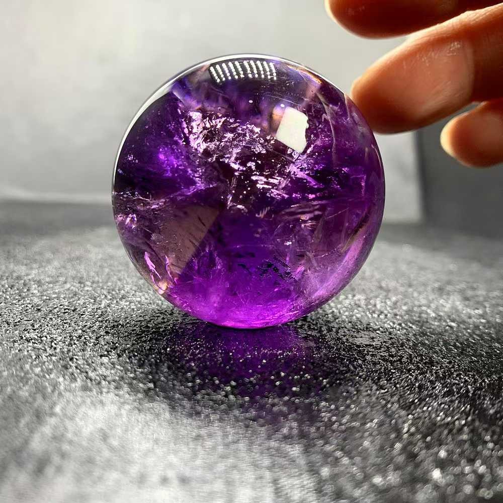 45mm Natural Amethyst Quartz Sphere Crystal Energy Ball Reiki Decor