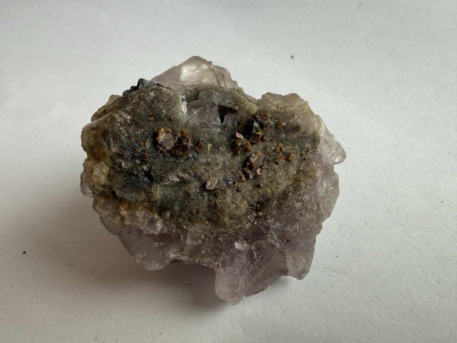 450g Transparent Light Purple Cubic Fluorite Crystal Cluster Mineral Specimen