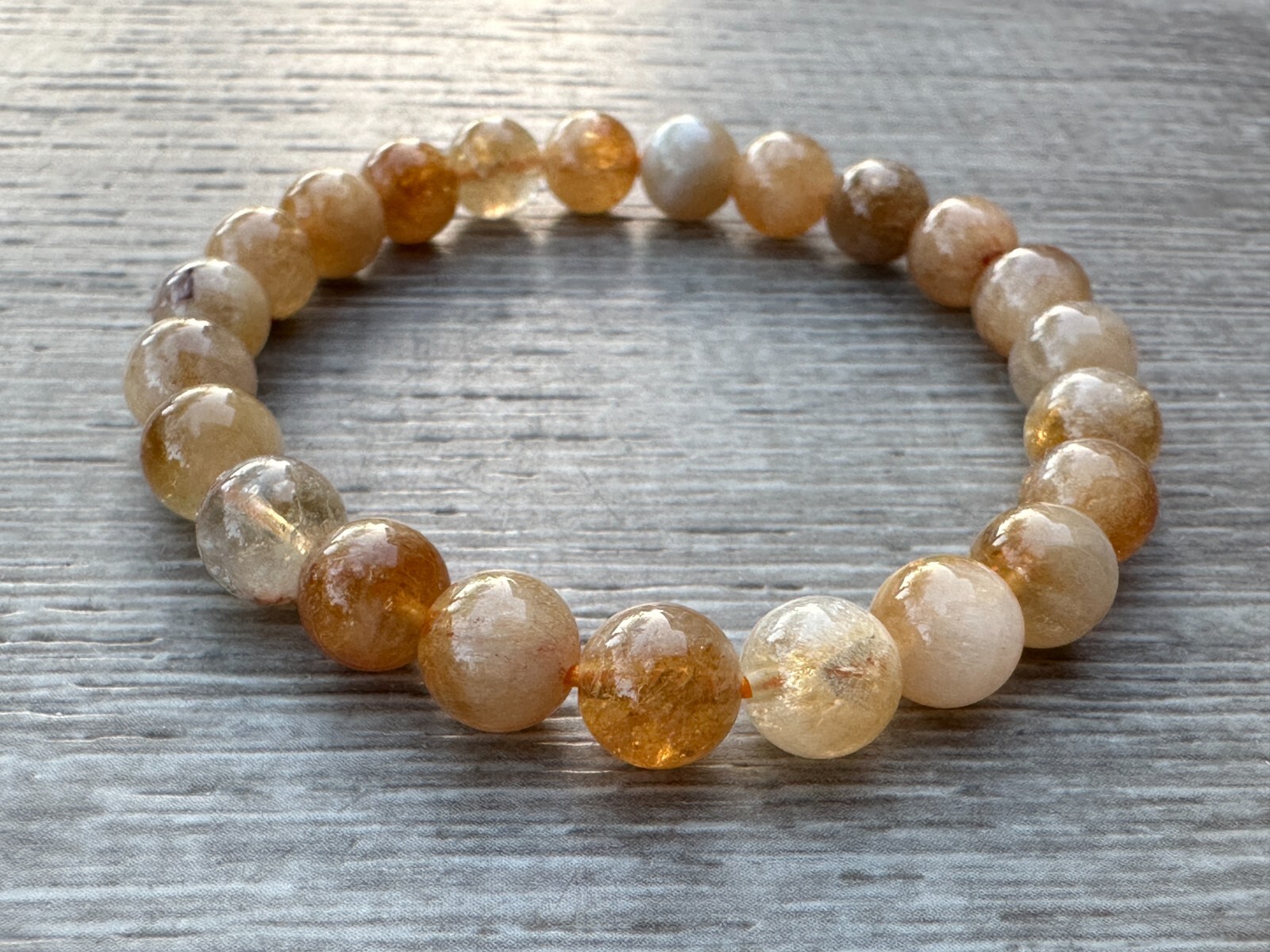 Grade A++ Citrine With Quartz Crystal Bead Bracelet 8mm, Wholesale Bulk Lot