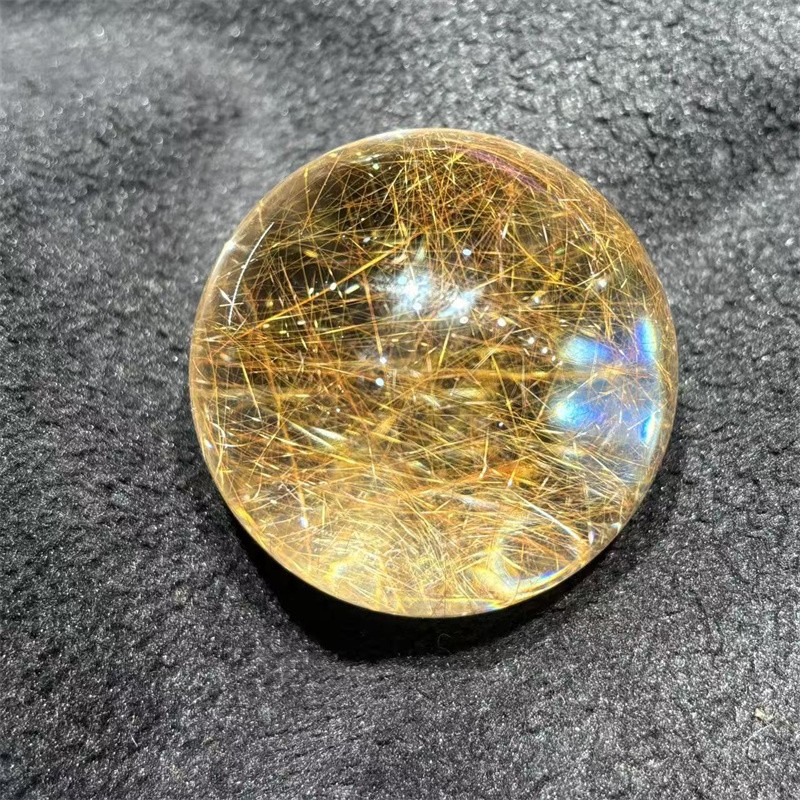59.5mm Top Natural Clear Gold Quartz Rutilated Sphere Hair Crystal Ball Healing