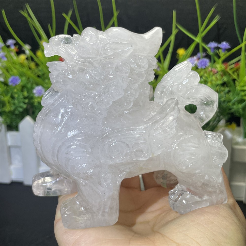 1.1LB 3.9″ Natural A++Clear Quartz Qilin Crystal Quartz Reiki Gift Mineral Decor