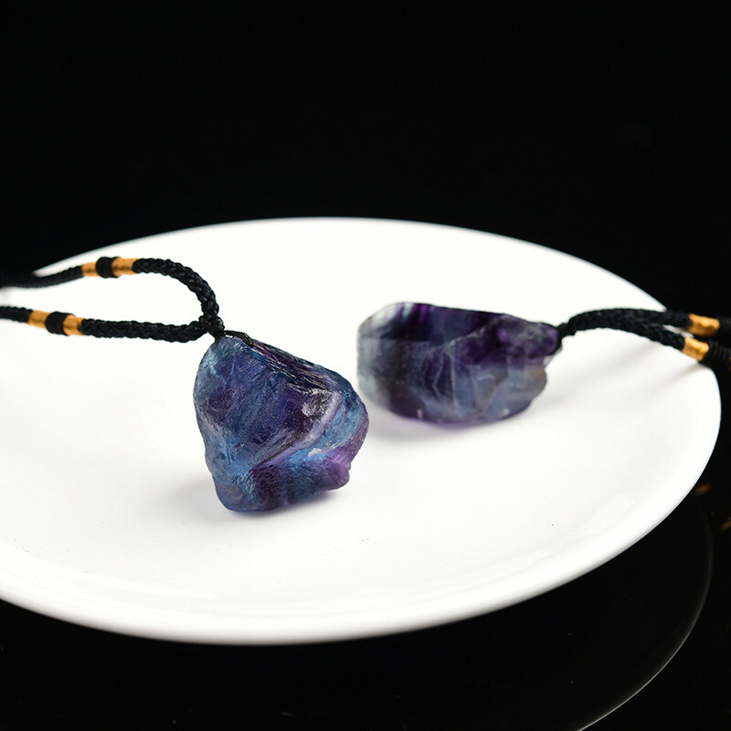 Natural Colorful Fluorite Stone Pendant Chakra Healing Quartz Necklace Reiki US