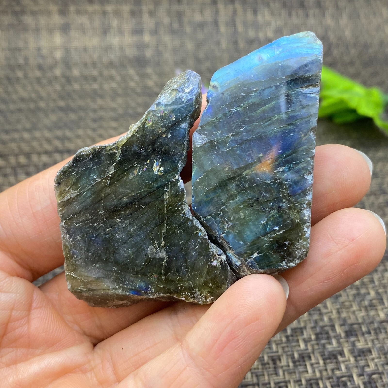 3Pcs Top Labradorite Crystal Stone Rough Mineral Specimen Healing 121.8g