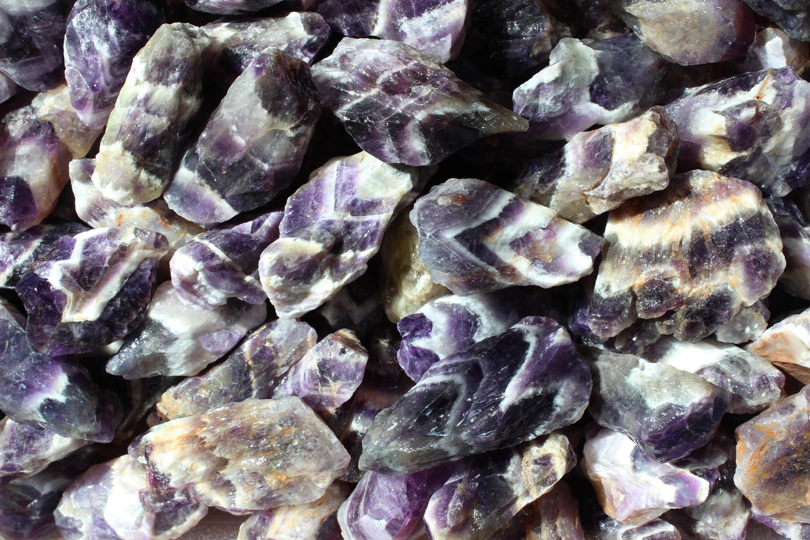 Chevron Amethyst – Rough Rocks for Tumbling – Bulk Wholesale 1LB options