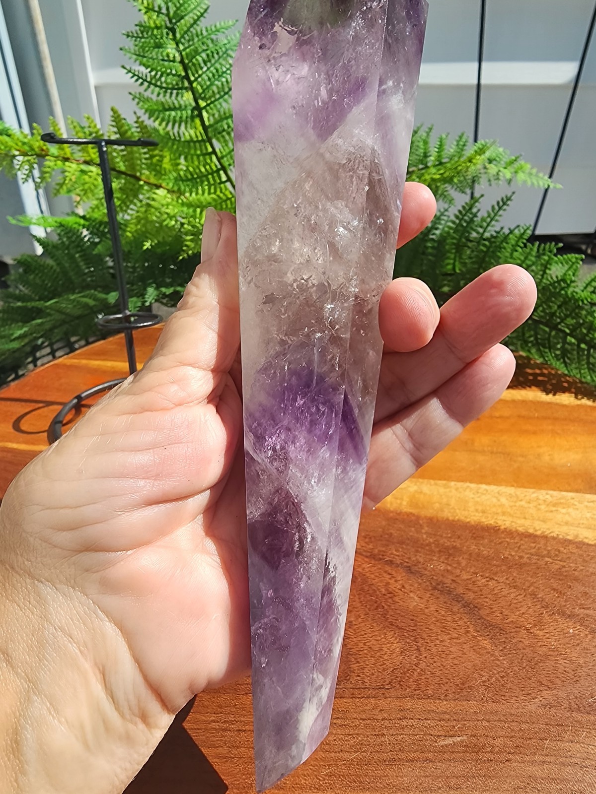 480 grams, 1.1 Lb Amethyst Tower Reiki Healing Point 9-5/8″ Tall