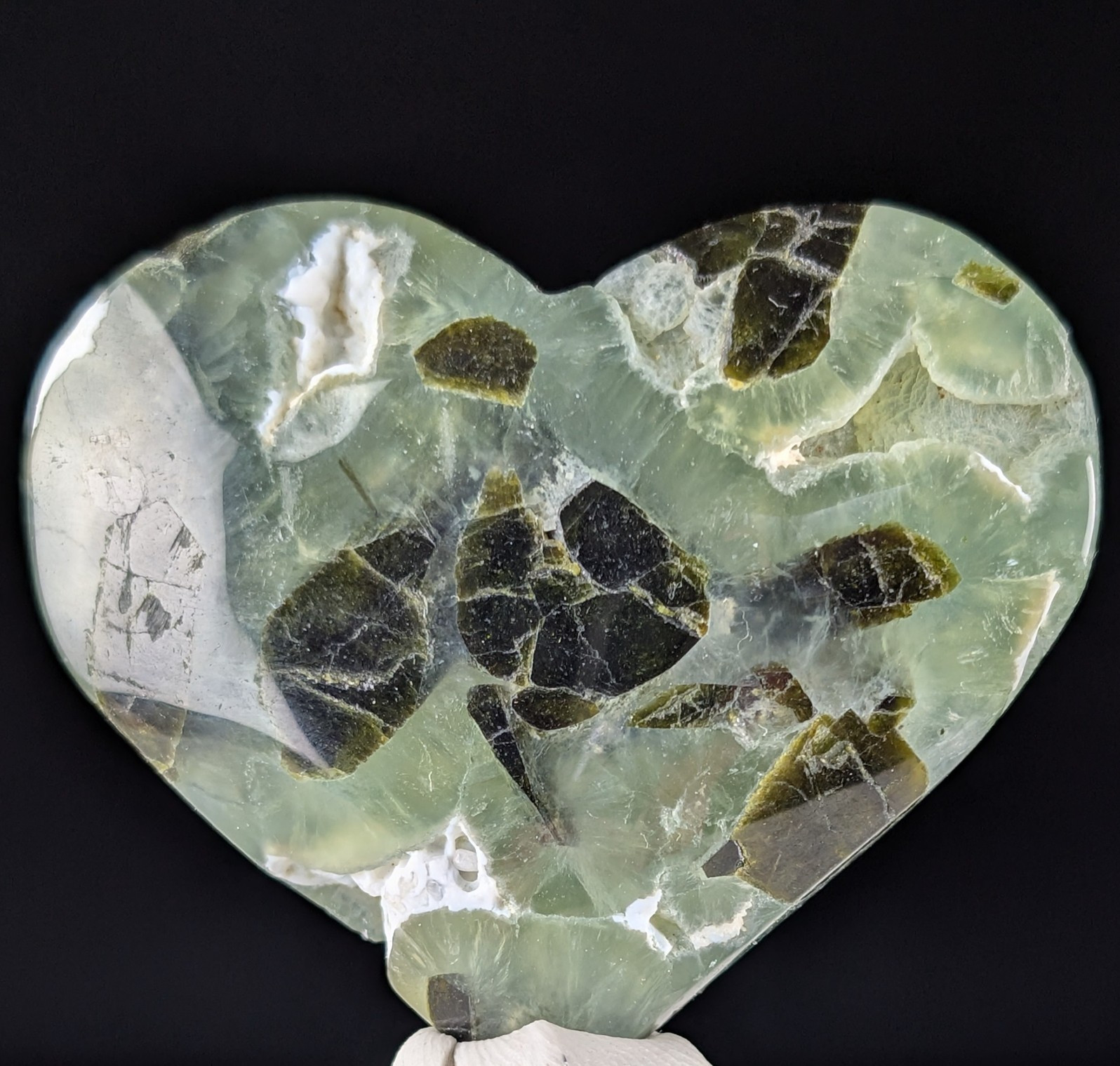 Prehnite Heart Carving Crystal Gemstone Chakra Reiki Mineral