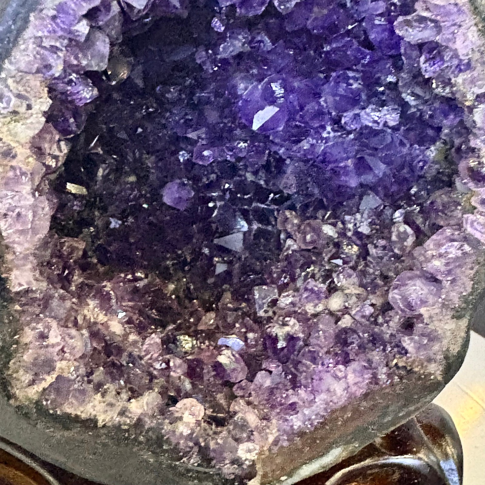 4.4LB Natural uruguay amethyst geode quartz money bag crystal +stand