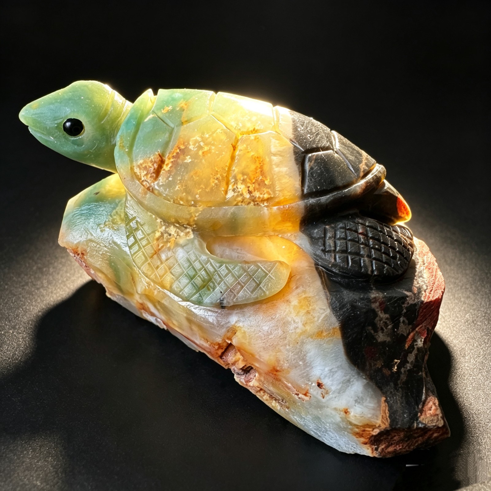 Hand Carved Natural Amazonite Turtle Figurine Polished Desk Decor Unique Gift